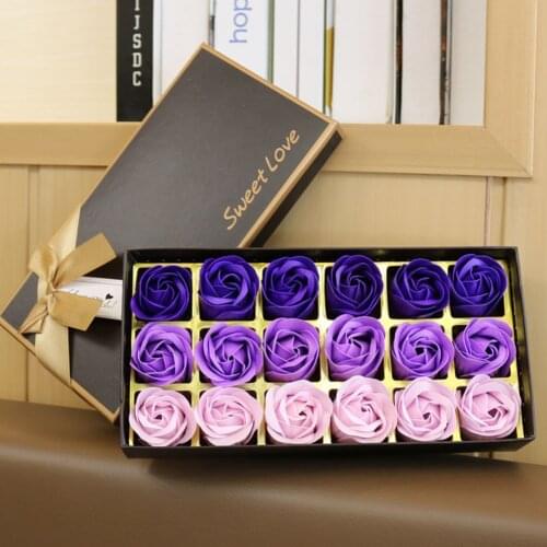 18 Pcs Set Flower Soap With Gift Box For Women Rose Bath Valentines Day Wedding Petal Simulation Face
