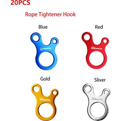 20pcs Rope Tightener Hook Camping Tent Accessories Outdoor Rope Tightener Carabiner Knot Free Equipment 3 Hole Antislip