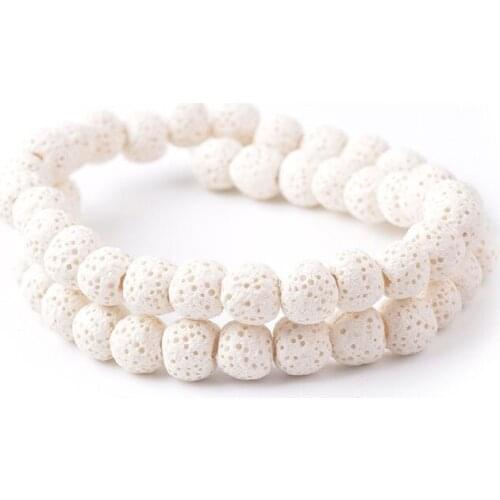 6-16mm Natural Round White Lava Rock Stone Beads For Jewelry Making Beads Bracelets 15'' Needlework DIY Beads Trinket Necklace