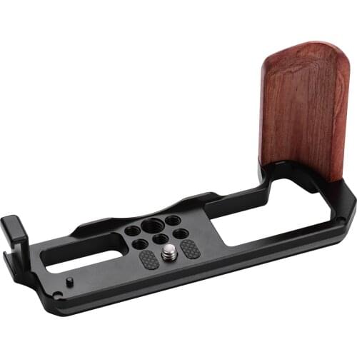 Camera Quick Release L Mount Plate with Cold Shoe 1/4 3/8 Threaded Holes Wood Handle Wrench for FujiFilm X-T4 Camera Accessories