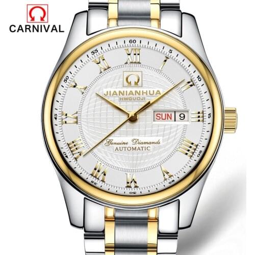 Relogio Masculino Carnival Brand Luxury Automatic Watch Men Gold Business Calendar Mechanical Wrist Watches Calendar Clock 2021