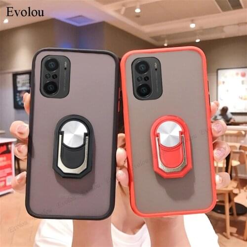 Magnetic Ring Stand Case For Redmi K40 Pro Note 10 Pro Max 9S Case Matte Translucent Shockproof Cover For Xiaomi POCO X3 NFC F3