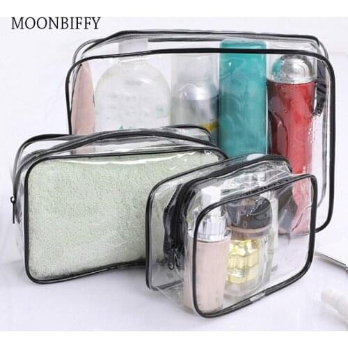Travel Transparent Cosmetic Bag PVC Women Zipper Clear Makeup Bags Beauty Case Make Up Organizer Storage Bath Toiletry Wash Bag