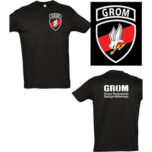 GROM Polish Special Forces T shirt men army short sleeve two sides tee US size