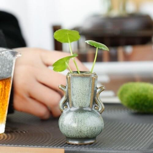 Creative Home Decoration Ornaments Mini Ceramic Small Vase Flower Arrangement Glaze Retro Hydroponics