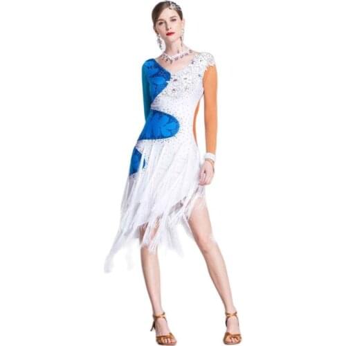 L-18297 Hand MadeLatin Woman Wear Samba Competition Adult Tassel High Quality Sexy Fringe Dancing Latin Dance Dress