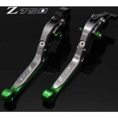 !Logo(Z750) Green+Titanium For Kawasaki Z750 (not Z750S model) 2007 2008 2009 2010 2011 2012 CNC Motorcycle Brake Clutch Levers