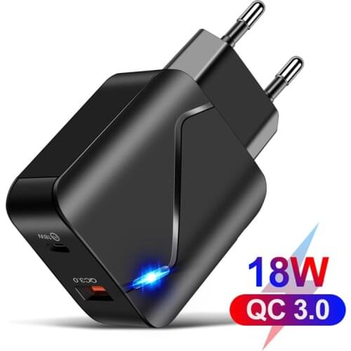 Lovebay PD 18W 3A USB Charger QC3.0 Fast 2 Ports Charger For iphone Samsung Tablet EU US Plug Wall Mobile Phone Charger Adapter