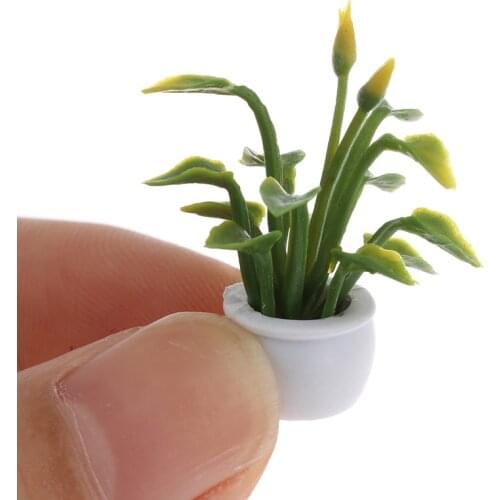 1:12 Dollhouse Miniature Green Plant In Pot Furniture Home Decor Potted Plants Simulation Toy Doll House Accessories