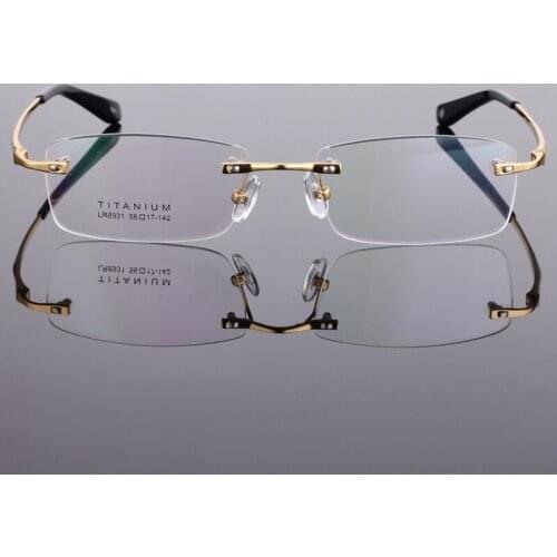 High Quality Pure Titanium Glasses Frame Frameless Frame Business Mens Myopia Optical Frames Designer Optical Frames