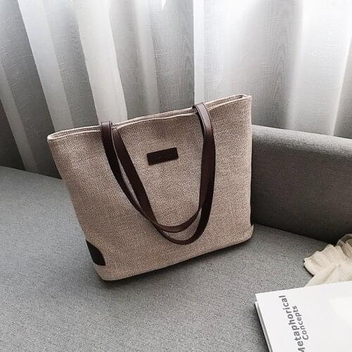 Casual Canvas Totes Bag Women Large Capcity Shoulder Bag Light Shopping Handbag Cotton And Linen Handle Bag Travel Hobo Tote