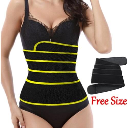 YAGIMI Free Size Waist Trainer Short Women Men Sweat Slimming Belt Wraps Weight Loss Sauna Belt Waist Support Long Torso Black
