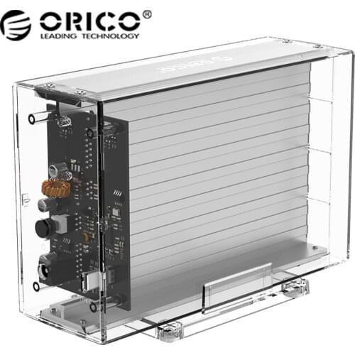 ORICO 3259C3-CR-BP Transparent Series Dual-Bay 3.5 inch Type-C Portable Hard Drive Enclosure