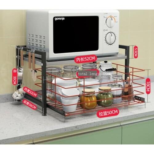 Cuisine Rangement Stainless Steel Adjustable Microwave Shelf Cocina Organizador Cozinha Mutfak Kitchen Storage Rack Holder