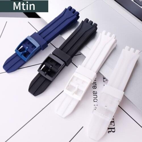 18mm silicone strap mens pin buckle watch accessory is For Swatch SUIK400 SUIB400 402 outdoor sports wristband bracelet ladies