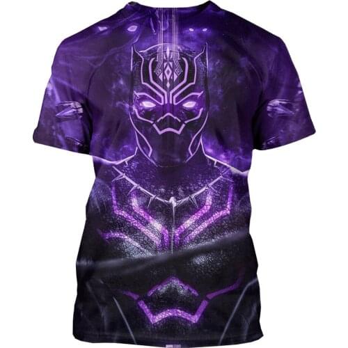 Marvel The Avengers Black Panther 3D Printing Graphic T Shirts Super Hero O-neck Breathable Harajuku Short Sleeve Men Clothing