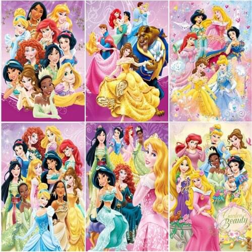 Disney Princess Series 5D DIY Diamond Painting Cartoon Fairy Tale Princess Cross Stitch Kit Inlaid Diamond Decorative Painting