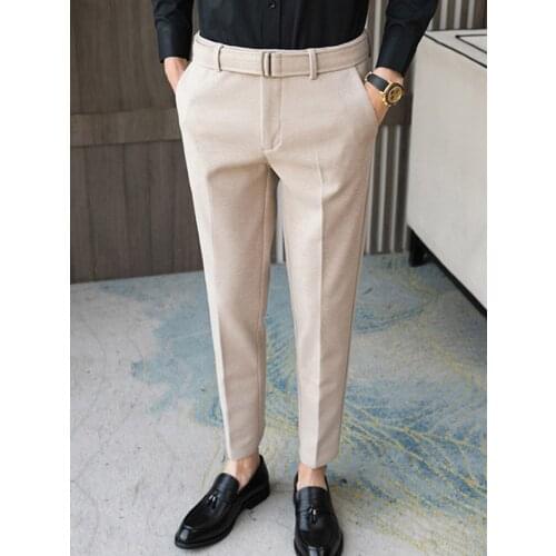 2021 Spring Autumn Mens Business Suit Pant Full Length Casual Mens Dress Pants High Quality Formal Work Trousers Pantalon F133