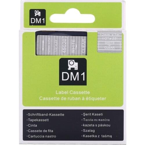 Great quality White on Clear Label Tape Compatible for DYMO D1 45020 1/2 X 23