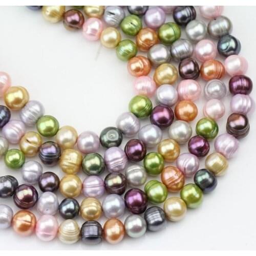 Wholesale Loose Pearl Jewellery,38cm AA 8-9mm Multi Color Near Round Potato Freshwater Pearl Jewelry