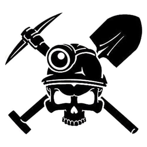 15.2*13.4CM Miners Personality Skull Car Stickers Stylish Motorcycle Vinyl Decals Black/Silver C7-0962