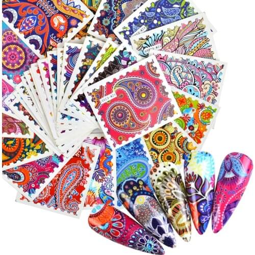 2021 New Designs Black Flower 3D Nail Art Stickers Sliders Bouquet Leaves Mandala Leaf Geometry Adhesive Nail Decals Foil Design