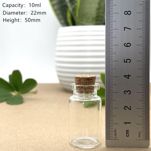 24 Pieces Glass Bottles 10ml 22*50mm Test Tube Cork Stopper Mini Spice Bottles Container Small DIY Tiny Bottles glass Jars Vials