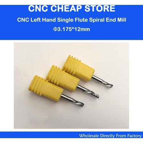 5pcs 3.175mmx12MM Single Flute DOWN Cutter, Left Helical Carbide Milling Tool Bits for Cutting Grooving Wood, Plastic Board, PVC