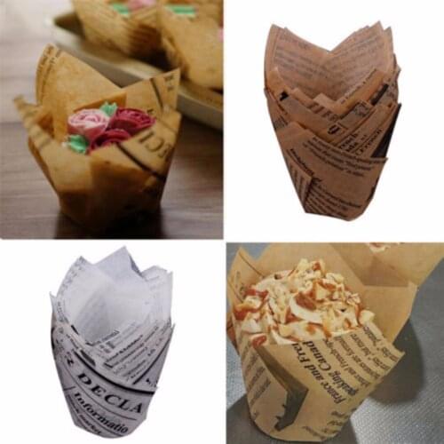 50Pcs Tulips Cupcake Liners Paper Cake Baking Cup Muffin Cases Weeding Party
