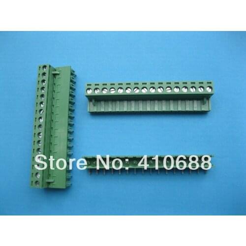 60 Pcs Angle 16 way/pin Pitch 5.08mm Screw Terminal Block Connector Pluggable Type Green 2EDCK-2EDCR-5.08