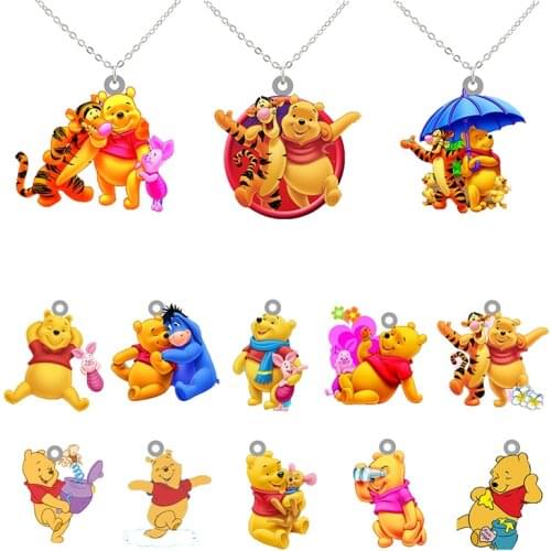 Disney Jumping Tiger Pendant Necklace Various Cartoon Animation Styles Cute Resin Girl Necklace Accessories Party Jewelry