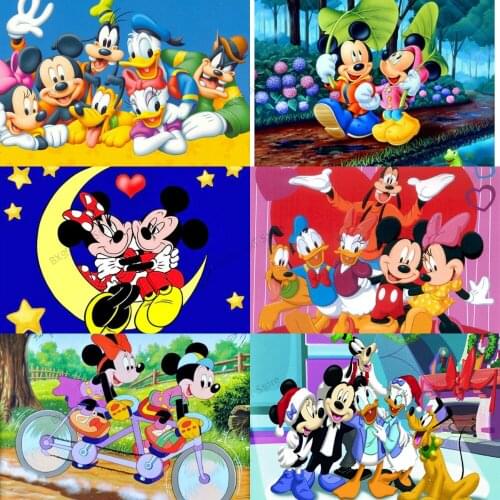 Disney DIY Diamond Painting Mickey and Minnie Cross Stitch Kits Embroidery Diamond Mosaic Kids Room Decoration Christmas Gift