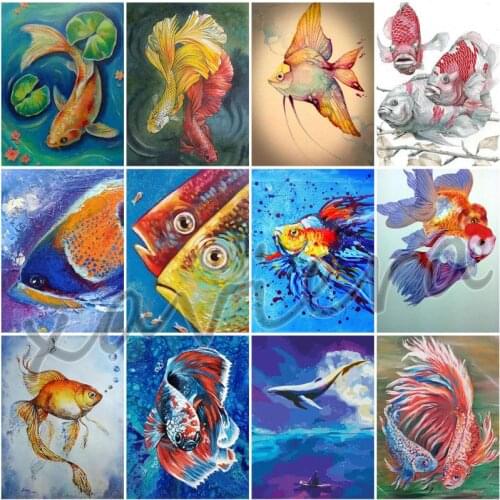 Full Square/round Drill Embroidery Animal Fish Diamond Painting Sale Cross Stitch Kits Mosaic Rhinestone Crafts Home Decoration