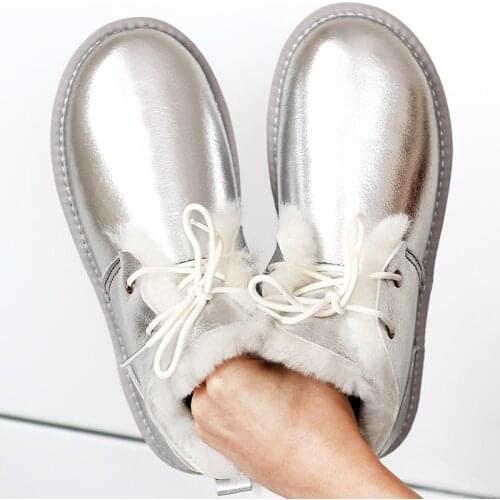 New Fashion 100% Natural Fur Women Snow Boots Genuine Sheepskin Leather Winter Boots Warm Wool Women Ankle Boots Shoes