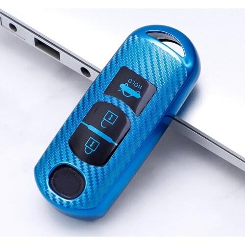 Car Key Cover Case Remote Key Car-stying FOB 4 Buttons Protect TPU Carbon Fiber For Mazda 3 5 6 8 CX5 CX7 CX9 M6 GT 2016 2017