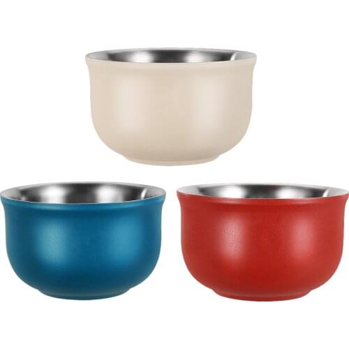 304 Stainless Steel Serving Bowl Heat Insulation Travel Camping Bowls Rice Bowl Multifunctional Double Heat Insulation Soup Bowl