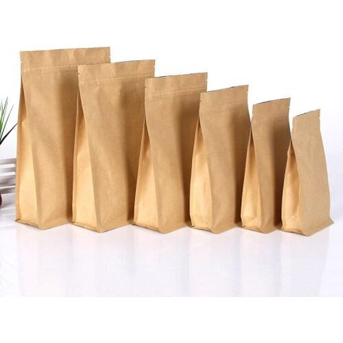Eco friendly ecological reusable bags Stand up Kraft paper aluminizing bag 100pcs Resealable Zip Lock seal gift bag