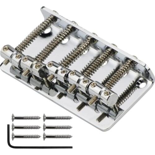 FLEOR Chrome Vintage Bridge Bass Bridge Metal For 5 Strings Electric Bass Parts