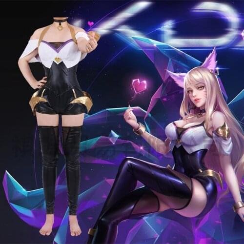 Game LOL Spirit Blossom Ahri Cosplay KDA Tight Costume Sexy Girls Amine Dress Jumpsuits Party Halloween Suits