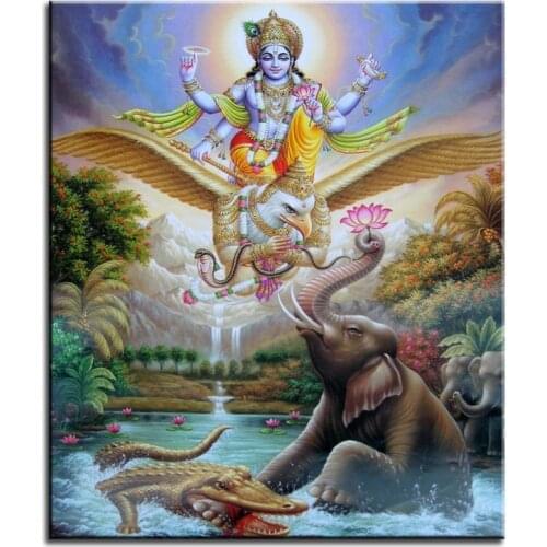 Ancient Indian holy temple worship gods Hindu deities painting Home decor simulation oil painting on the canvas print 2019042009