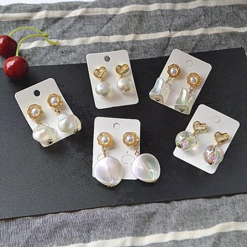 Korea Fashion Earrings Retro Long Shell Beads Shining Dangle Earrings for Women 2020 Jewellery Baroque Pearl Earrings Wholesale