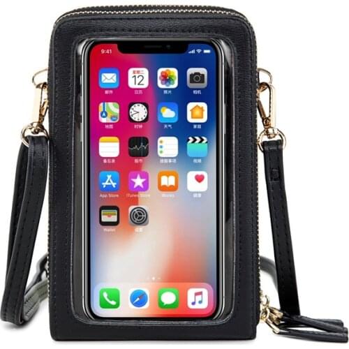 Smartphone Wallet Leather Shoulder Strap Handbag Women Bag For Iphone Clutch Messenger Card Holder Touch Screen Cell Phone Purse