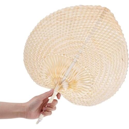 Cooling Fan Pure Natural Handmade DIY Heart Shaped Bamboo Woven Fan Artificial DIY Woven Cooling Fan Home Decor Summer Tool
