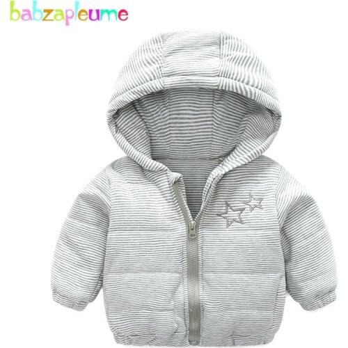 Babzapleume Autumn Winter Baby Outerwear Boys Girls Jackets Casual Stripe Cotton Hooded Children Coats For Kids Snowsuits BC1252