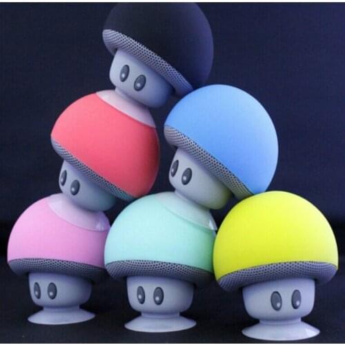 Cartoon Small Mushroom Head Bluetooth Speaker Silicone Suction Cup Portable Mobile Phone Holder Audio Support TF Card