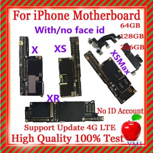 Factory unlocked For iPhone11 pro max x xr xs max Motherboard No Face ID 100% Original Free icloud Logic Board Support ios upda