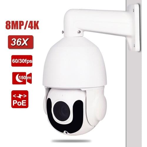 MINI POE 8MP PTZ Camera 36X optical Zoom 3.5mm~126mm 36X 4K Starlight 150m IR Night Vision IP Camera H.265 P2P ONVIF
