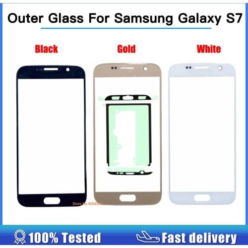 New Outer Glass For samsung galaxy S7 G930 G930F Touch Screen Front Glass Outer Lens with Adhesive For samsung S7 Replacement