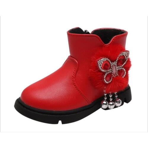 New Children Boots for Children Size 21-30 Plus cashmere Boots for Girl PU Leather Waterproof Winter Kids Snow Shoes Girls Boots
