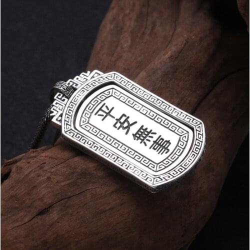 Factory Wholesale 925 Sterling Silver Jewelry Men And Women Safe Nothing Rotating Pendant Thai Silver Retro Square Pendant